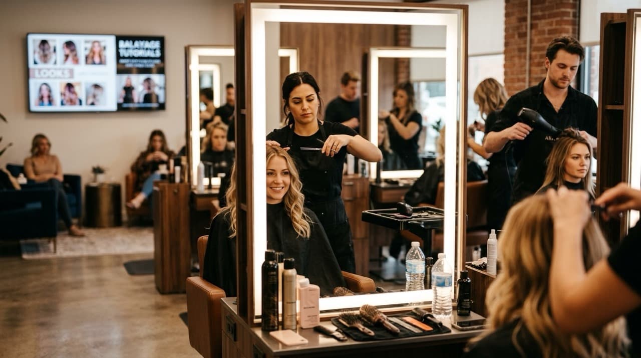 Salon with stylists at work